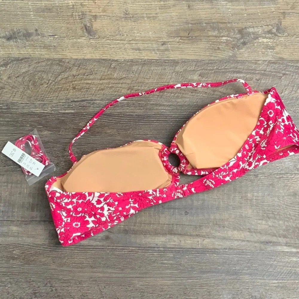 NEW J.Crew Heritage O-ring Bandeau‎ Bikini Top in Blushing Meadow Size 2X